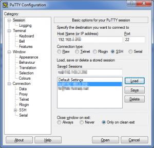 SSH-Terminal Zugang mit Putty
